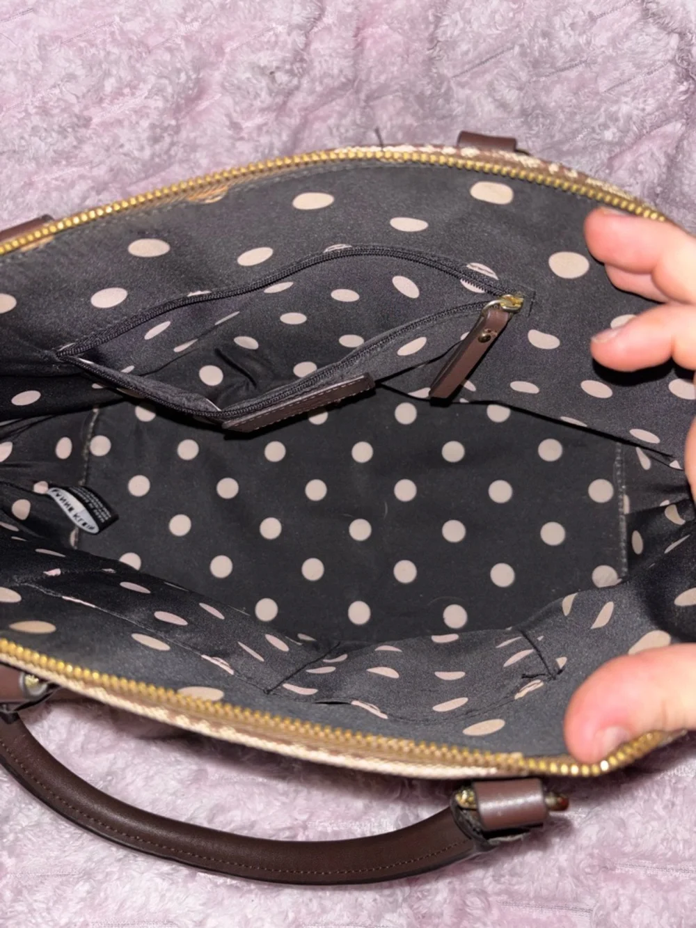 Anne Klein Classic Structured Black and Beige Dome Satchel
